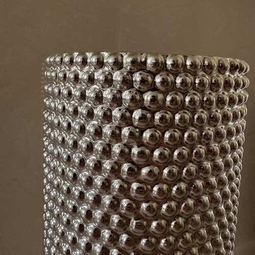Set of two modern silver embossed vases like new
