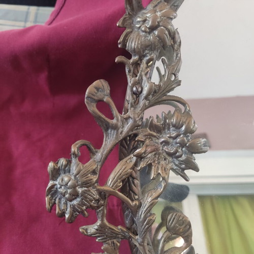 Bronze mirror used, ornate, approx. 49x37 cm