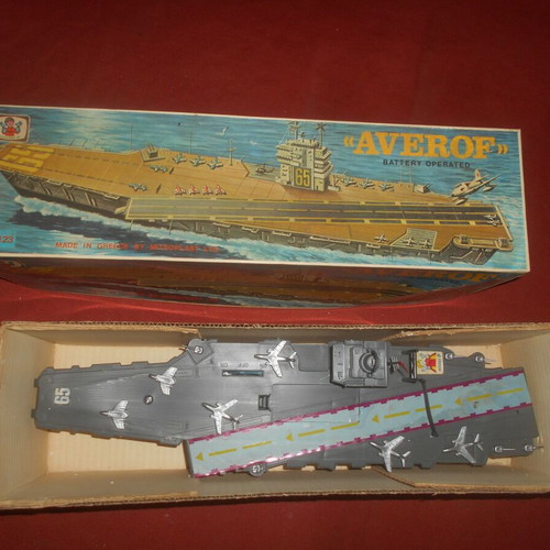 Mister P Mitroplast Averof battery-operated aircraft carrier toy 1970