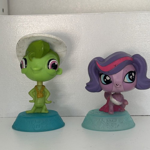 Littlest Pet Shop Vinnie Terrio and Zoe Trent bobblehead figures used