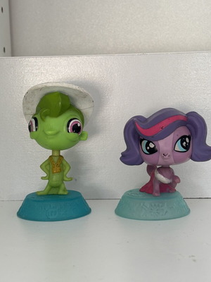 Littlest Pet Shop Vinnie Terrio and Zoe Trent bobblehead figures used