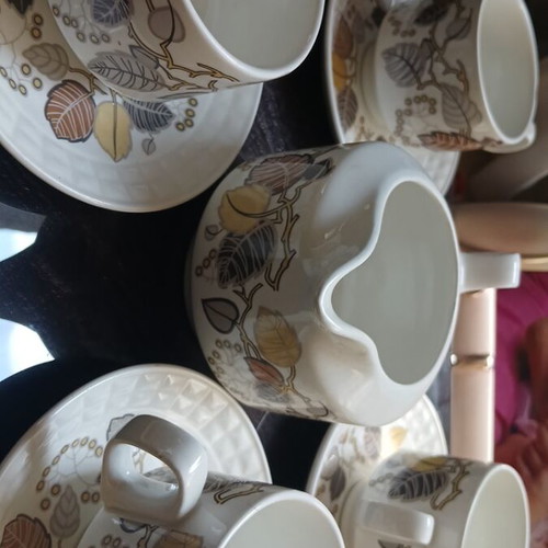 Vintage Pontesa Ironstone tea and coffee set used, 9 pieces
