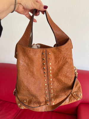 Michael Kors crossbody bag new tan genuine leather with gold studs