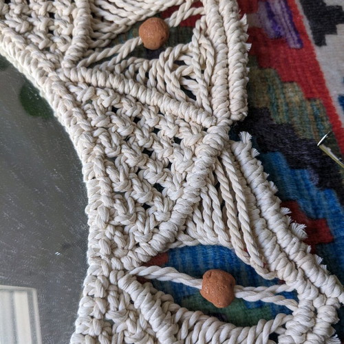 Macrame boho decorative mirror new, round