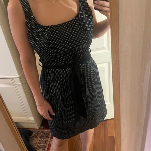 Straight-line dress like new, black with straps and belt
