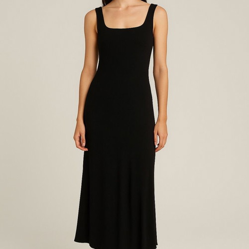 Maria Glenster black dress with asymmetrical hem, like new, size M