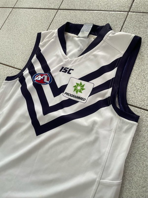 Authentic Fremantle Dockers AFL ISC jersey used, size 3XL