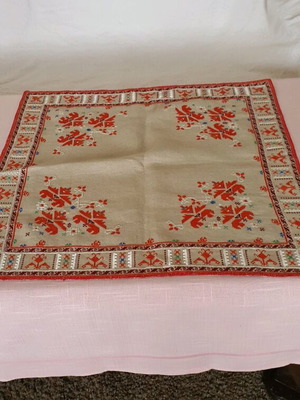 Tablecloth hand embroidered new, on panama fabric