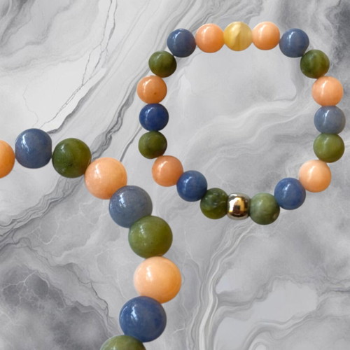 Handmade bracelet with mixed semi precious stones, new