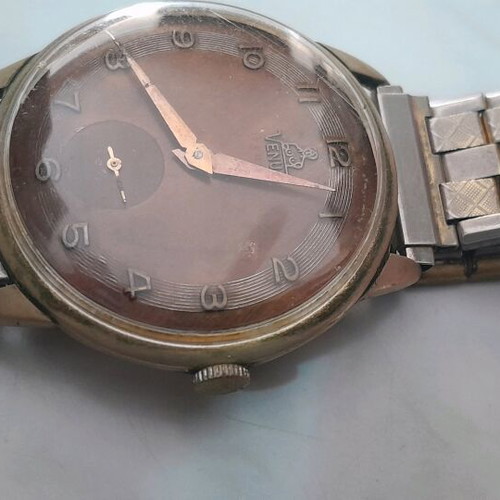 Venus vintage winding men's watch used, gold tone