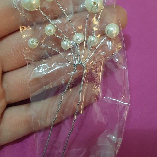 Wedding hairpins with pearls new, set of 2 pieces