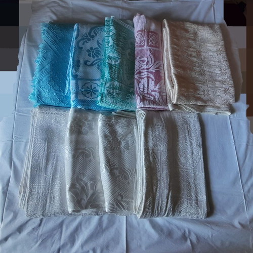 Handmade blankets and throws, like new, blue pink white shades