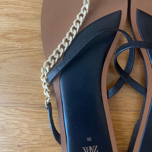 Zara slippers like new with gold detail, size 36