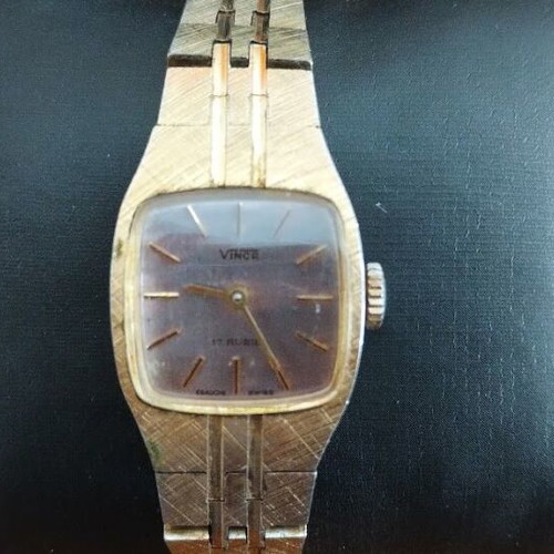 Vinca women's wristwatch used, gold-plated, mechanical, 17 rubis
