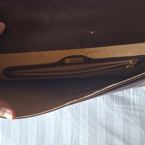 Vintage Angiolo Del Gobbo Italian Leather Briefcase like new, burgundy