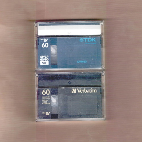 MiniDV tapes used, pack of 2, 60/90 mins, TDK and Verbatim