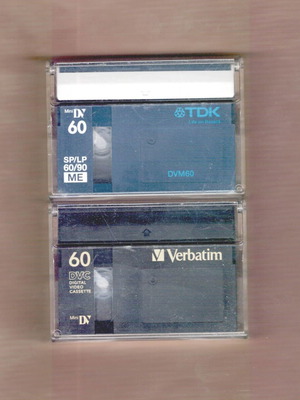 MiniDV tapes used, pack of 2, 60/90 mins, TDK and Verbatim