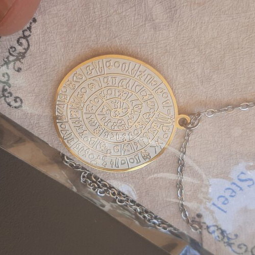 Necklace with Phaistos Disc stainless steel new, silver color