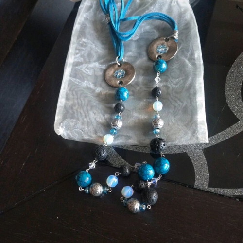Maribel Accessories handmade long necklace blue stainless steel like new