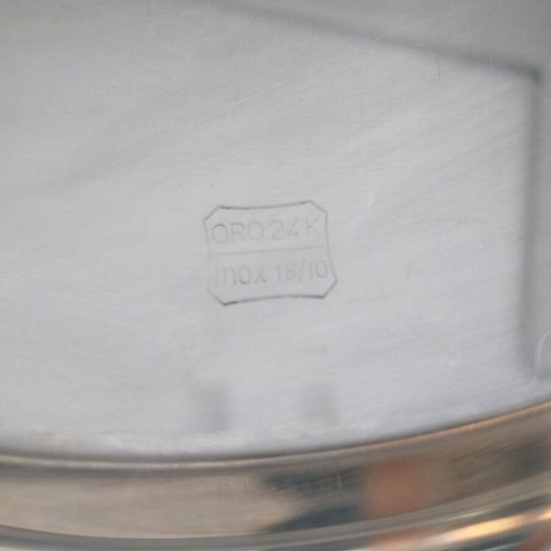 Serving tray orneviere inox 18/10 and 24K gold like new