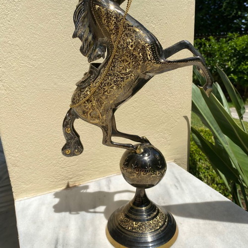 Vintage Handcrafted Brass Horse Sculpture Like New