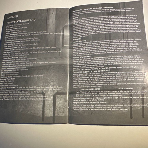TimeSplitters book for PS2 like new