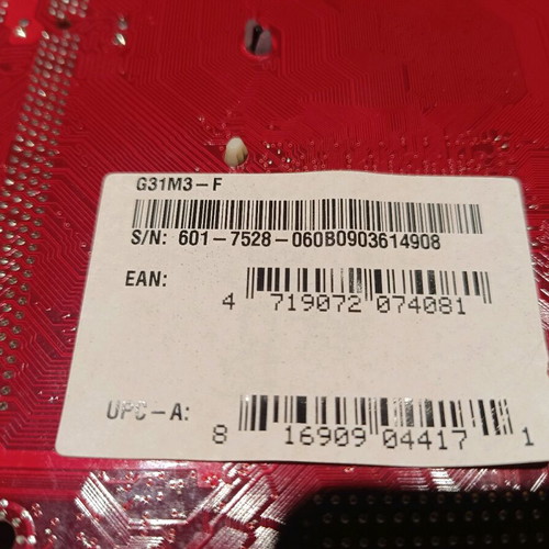 MSI G31M3-F motherboard used with Intel processor and heatsink