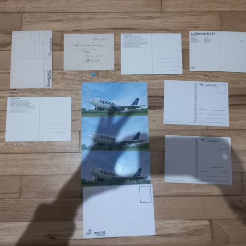 Postcards used with airplane theme