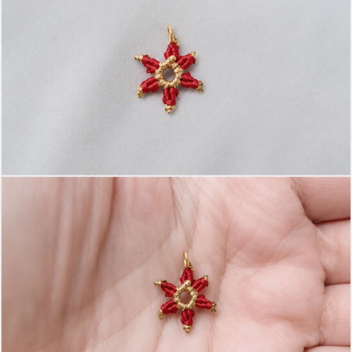 Starfish pendant handmade with gold thread details, new