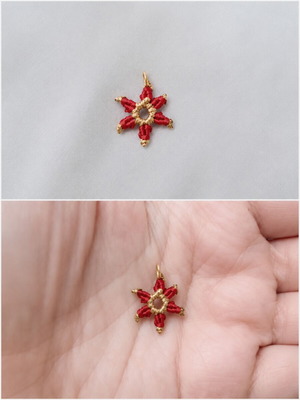 Starfish pendant handmade with gold thread details, new