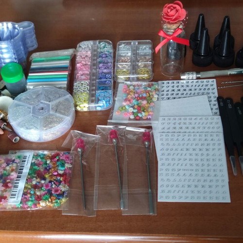 Large craft set with tools and decorations, new