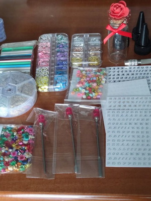 Large craft set with tools and decorations, new