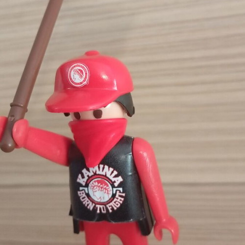 Playmobil Olympiacos Fan Figure like new with team flag