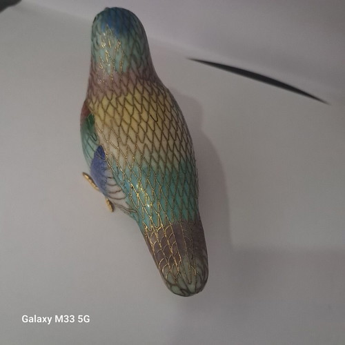 Vintage cloisonné decorative bird figurine