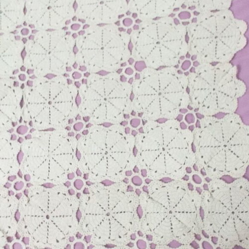 Handmade crocheted table linen used, beige 65×76 cm