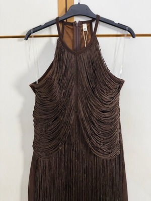 Midi dress with fringes chocolate one size new
