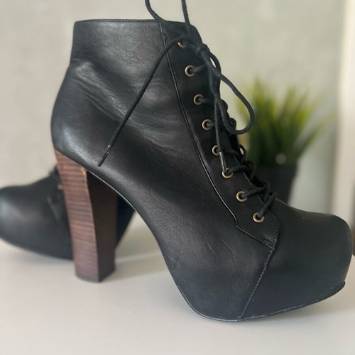 Black Lolita Style High Heel Boots like new, size 41