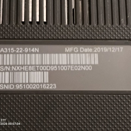 Acer Aspire A315-22 Laptop used for spare parts
