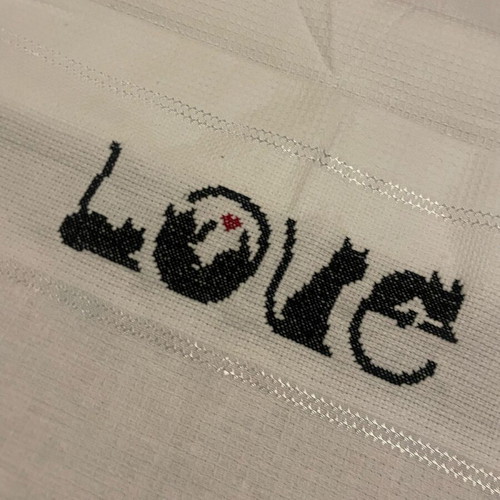 Kitchen towel hand embroidered with DMC thread new 44x76 cm