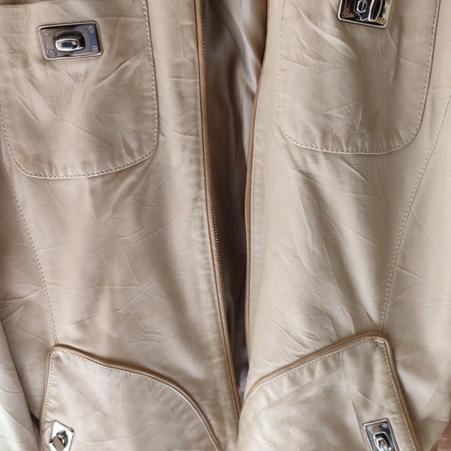 Leather branded jacket new beige, size S/M