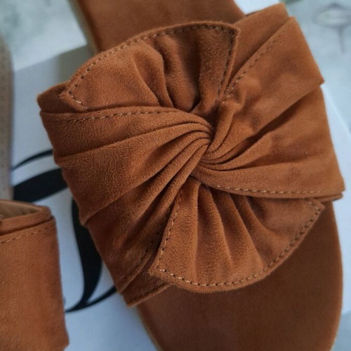 Camel suede flatforms with bow size 39 like new