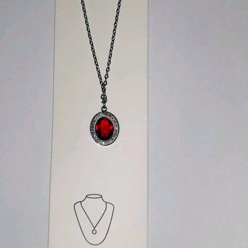 Stainless steel necklace with red stone new