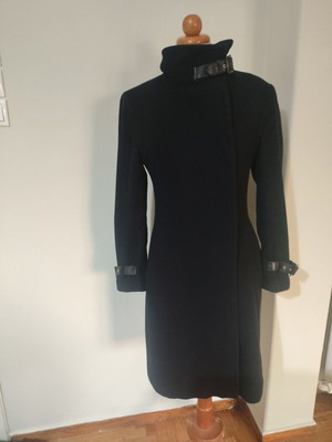 Depolo vintage long women's wool coat like new, black XS/S