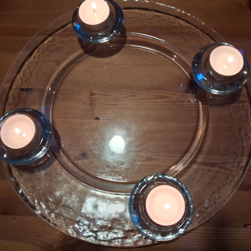 Glass plate with candle holders Eisch Germany like new