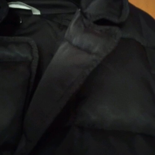Stefanel satin jacket like new, black with fur collar