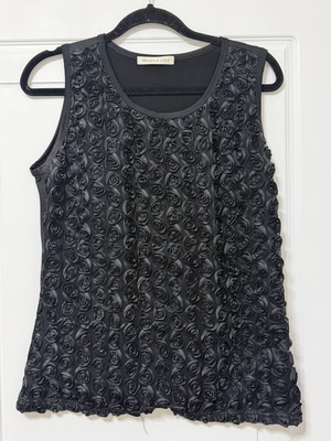 Black blouse large with floral pattern