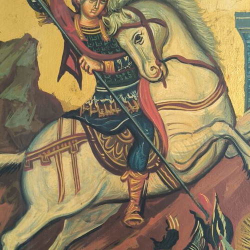 Handmade icon of Saint George by Alexandra Spanodimou, 26x32 cm