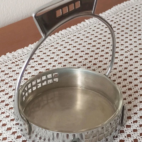Art Nouveau Silver Plated Basket Vintage Used by Argentor Werke Vienna 1960