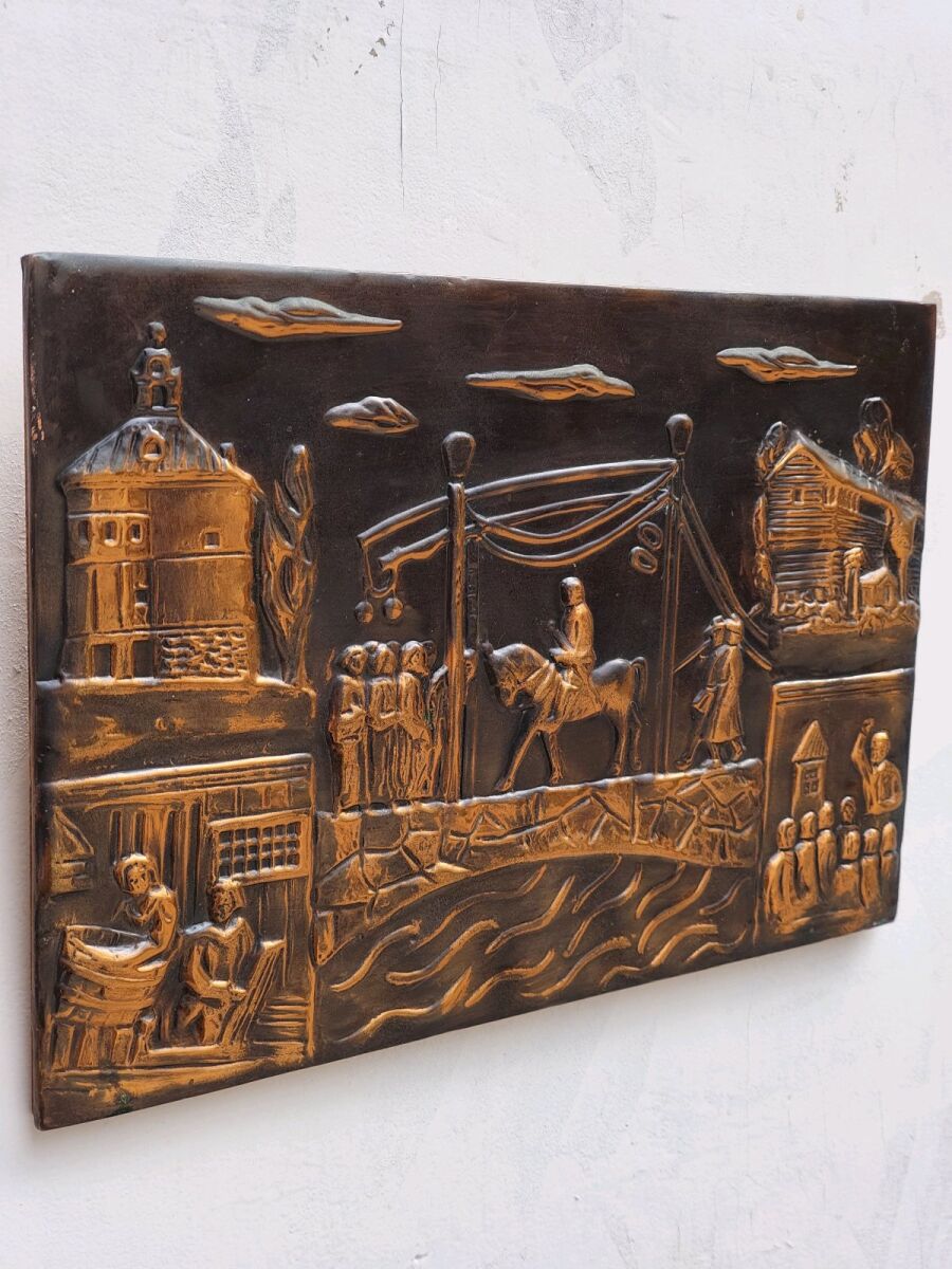 陶板 抽象ART vintage item Vintage copper handmade relief wall art… - € 49,99 - Vendora.cy