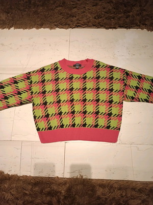 Primark Checked Sweater like new, pink and green, size M